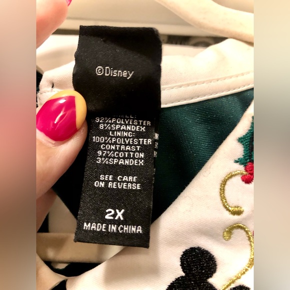 Disney Velvet Holiday Dress w/Pockets & Mickey Minnie Mouse Silhouette Collar 2X - Picture 15 of 16